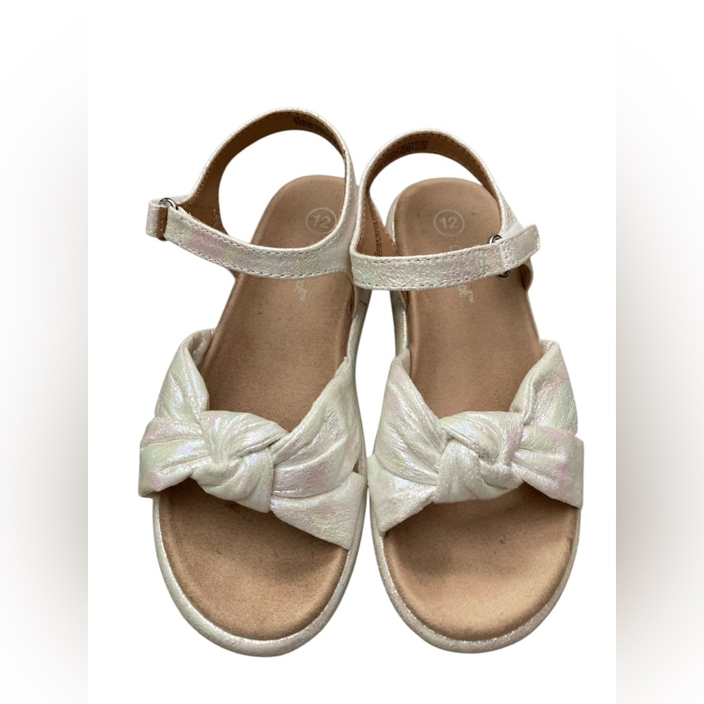 Girls Cat & Jack size 12 white sandals Velcro straps coquette cutie